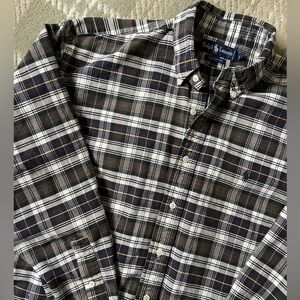 Ralph Lauren 100% cotton plaid button down shirt L